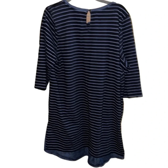 J. Jill Navy Ceil Blue Long Sleeve Striped Shift Dress Size XL - Picture 8 of 10